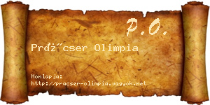 Prácser Olimpia névjegykártya